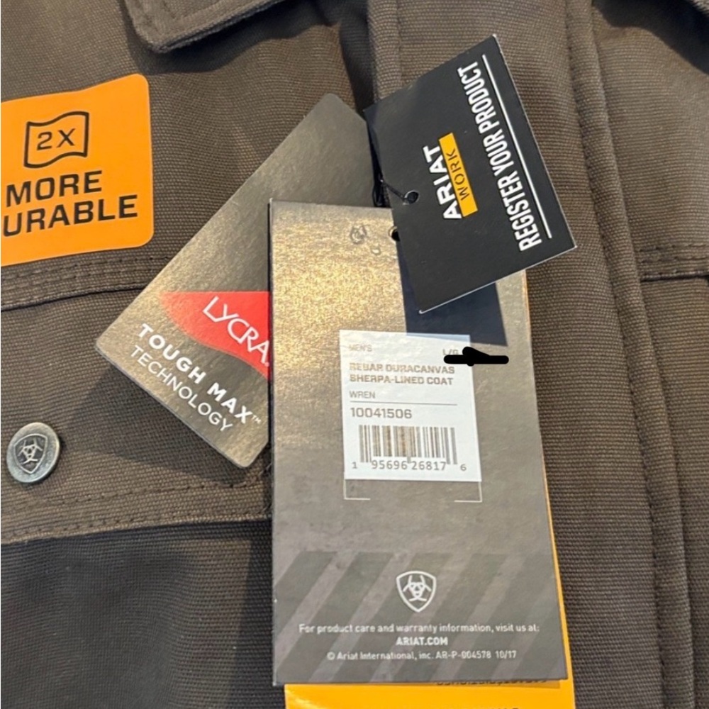 Ariat Rebar DuraCanvas Sherpa Lined,water repel,insulated,abrasion resist coat - Picture 5 of 12